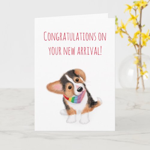 New puppy congratulations rainbow card for couple