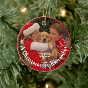 New Puppy for Christmas - Customizable Ceramic Ornament