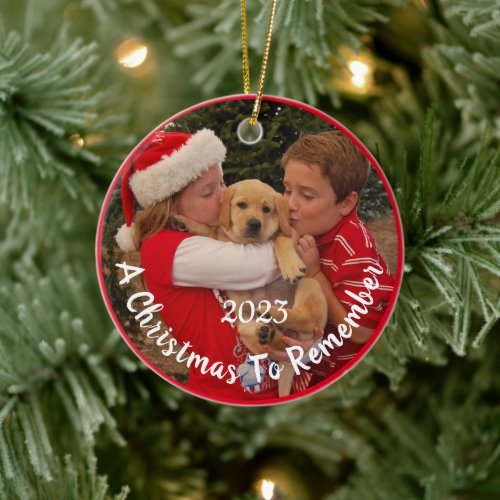 New Puppy for Christmas _ Customizable Ceramic Ornament