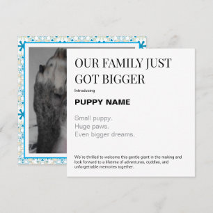New Puppy Photo Announcement Card