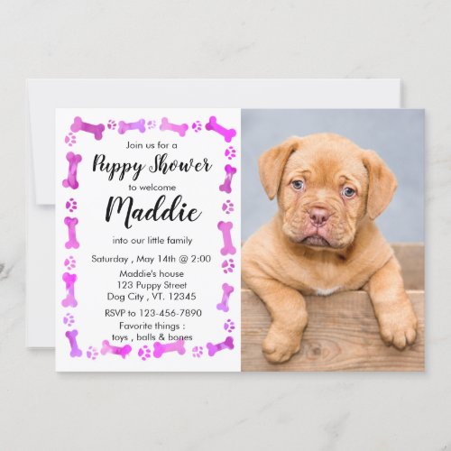 New Puppy _ Pink Girl New Pet _ Dog Birthday Puppy Invitation