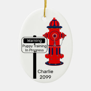 New Puppy Training Fire Hydrant Christmas Ceramic Ceramic Ornament
