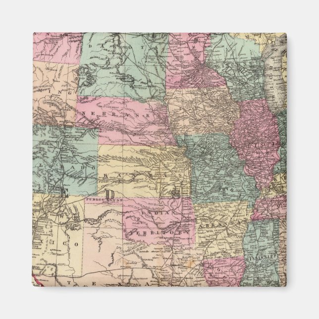 New rail road map of the United States Magnet (Front)