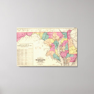 New railroad map of the states of Maryland Canvas Print