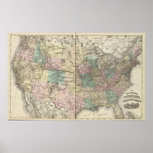 New railroad map of the United States Poster