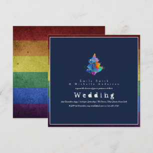 NEW Rainbow Christmas Tree LGBT Pride Gay Wedding Invitation