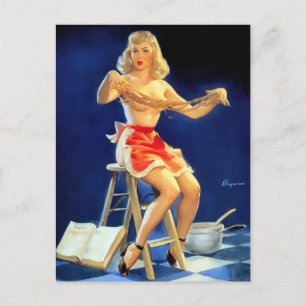 New Recipe Pin Up Postcard