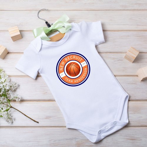 New Recruit Custom family name basketball logo Baby Bodysuit