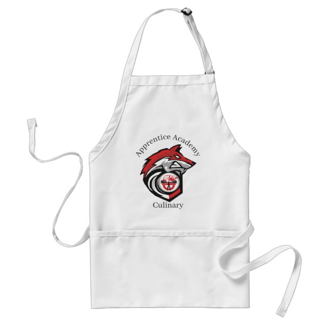 New Red Wolf logo, school name, website Adult Apron (Front)
