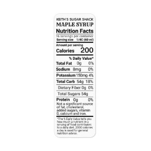 NEW Return Address Maple Syrup Nutrition White Label