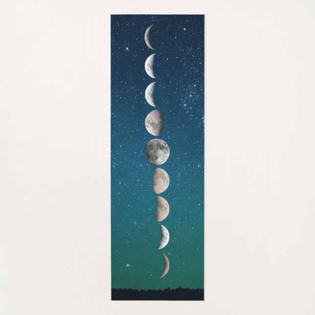 NEW Reversible Sunset Sky and Moon Phases Yoga Mat (Front)