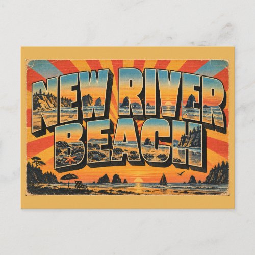 New River Beach NB Sandstone Tidal Pools Art Postcard