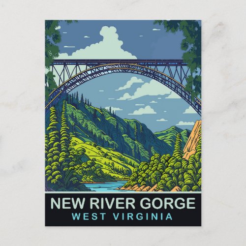 New River Gorge Bridge WV Travel Postcard