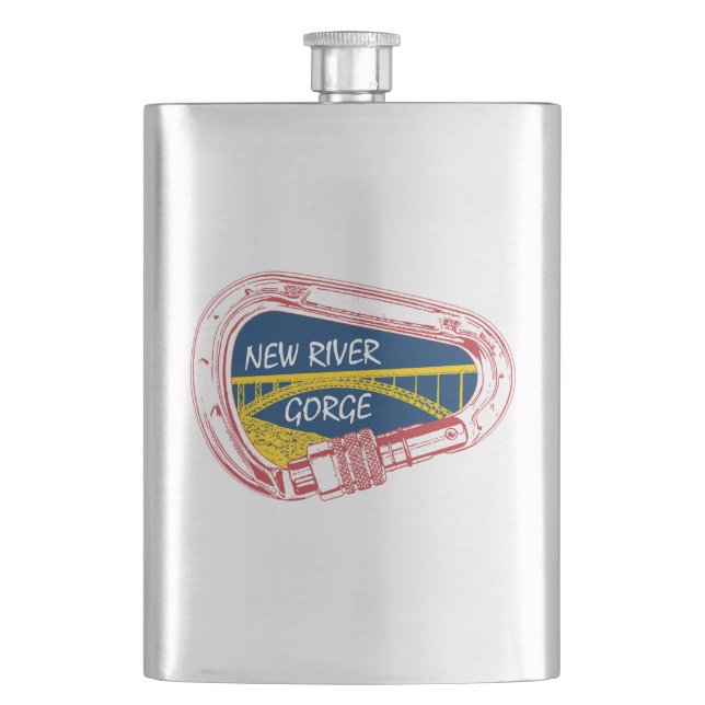 New River Gorge Climbing Carabiner Hip Flask (Front)