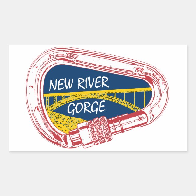 New River Gorge Climbing Carabiner Rectangular Sticker (Front)