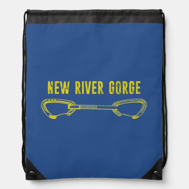 New River Gorge Climbing Quickdraw Drawstring Bag (Front)