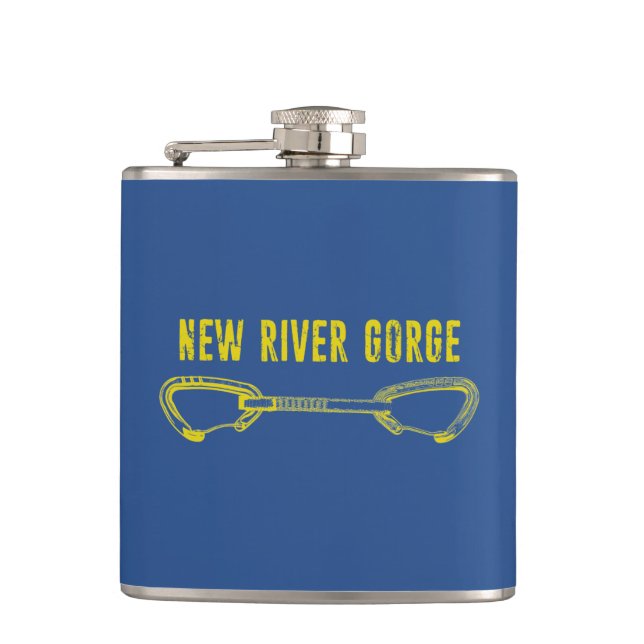 New River Gorge Climbing Quickdraw Flask (Front)