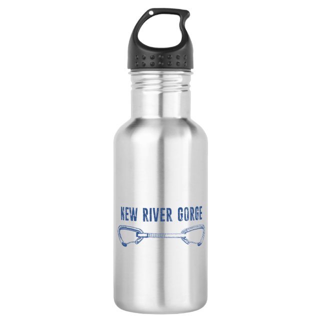 New River Gorge Climbing Quickdraw Stainless Steel Water Bottle (Front)