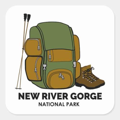 New River Gorge National Park Backpack Square Sticker