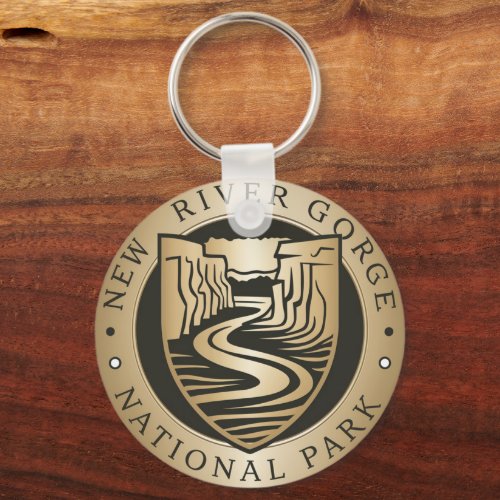 New River Gorge National Park Golden Emblem Keychain