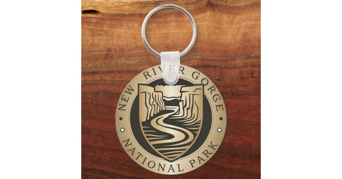River Key Chain New River Gorge National Park Golden Emblem Keychain | Zazzle