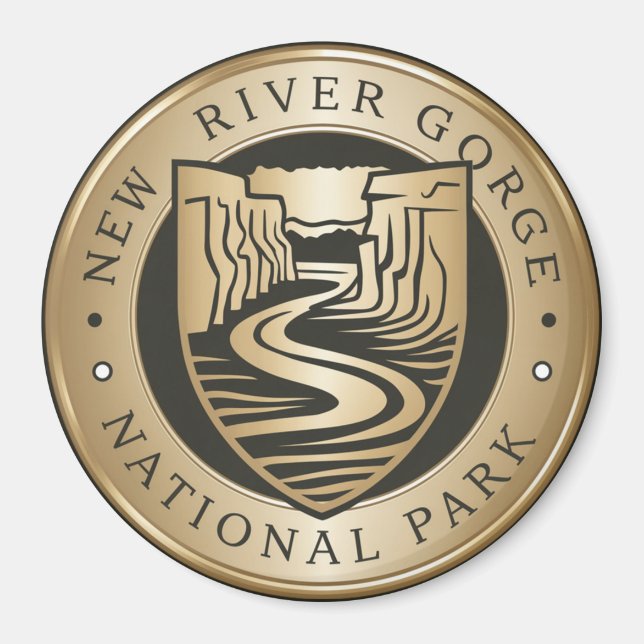 New River Gorge National Park Golden Emblem Magnet (Front)