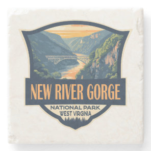 New River Gorge National Park Illustration Retro Stone Coaster