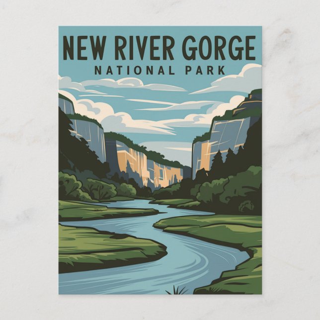 New River Gorge National Park Minimal Illustration Holiday Postcard (Front)