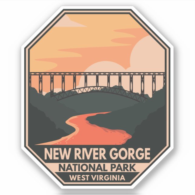 New River Gorge National Park Minimal Retro Emblem Sticker (Front)