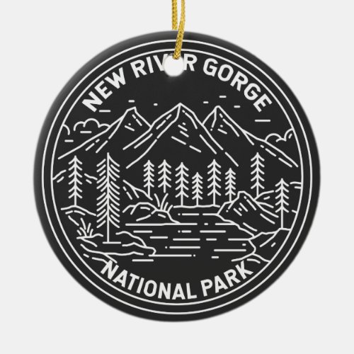 New River Gorge National Park Monoline  Ceramic Ornament