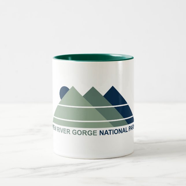 New River Gorge National Park Mountain Sun Two-Tone Coffee Mug (Center)