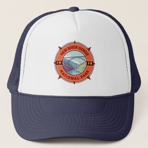 New River Gorge National Park Retro Compass Emblem Trucker Hat