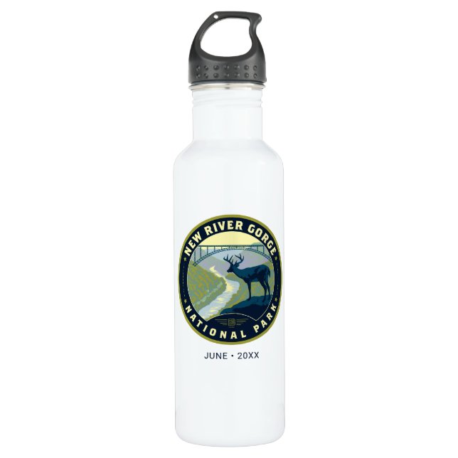 New River Gorge National Park Stainless Steel Water Bottle (Front)