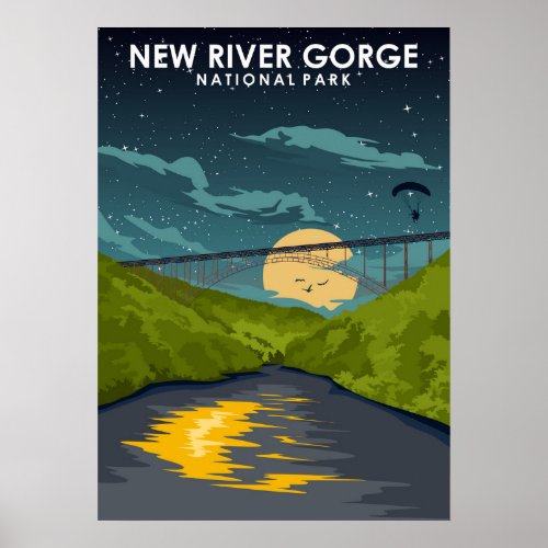 New River Gorge National Park Vintage Travel Art Poster
