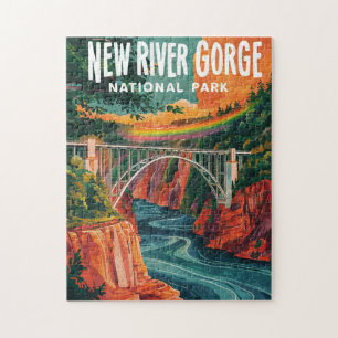 New River Gorge National Park Watercolor Design Jigsaw Puzzle