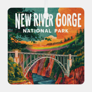 New River Gorge National Park Watercolor Design Metal Ornament