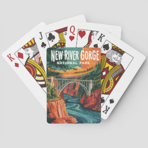 New River Gorge National Park Watercolor Design Poker Cards
