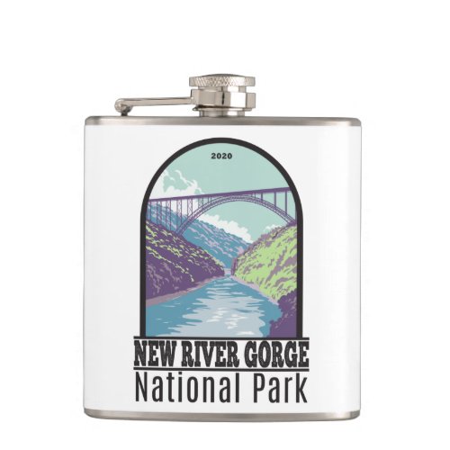 New River Gorge National Park West Virginia Bridge Flask