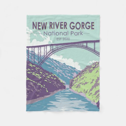 New River Gorge National Park West Virginia Bridge Fleece Blanket