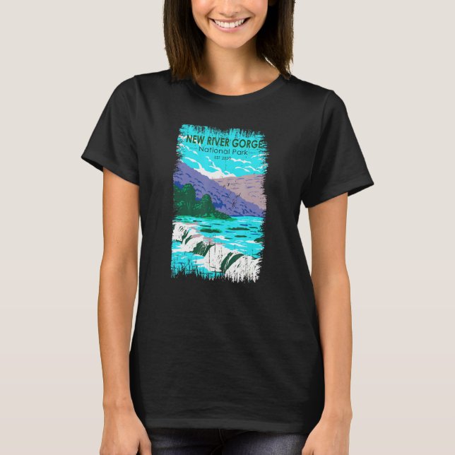 New River Gorge National Park West Virginia Distre T-Shirt (Front)