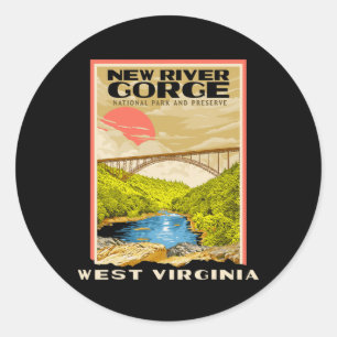 New River Gorge National Park West Virginia Raftin Classic Round Sticker