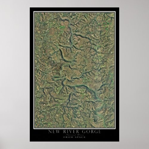 New River Gorge National River Satellite Map Poster