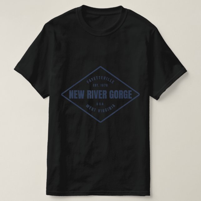 New River Gorge Souvenir Rock Climbing Area Design T-Shirt (Design Front)