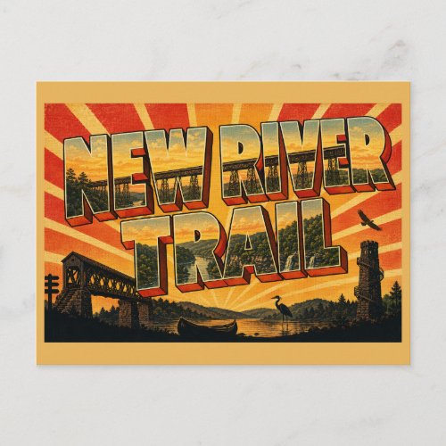 New River Trail State Park VA Oldest River Art Postcard