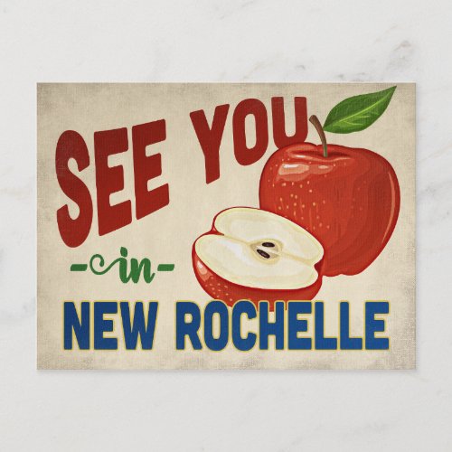 New Rochelle New York Apple _ Vintage Travel Postcard