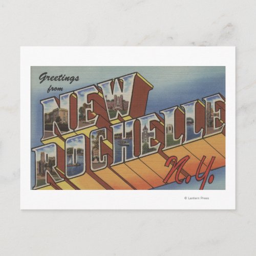New Rochelle New York _ Large Letter Scenes Postcard
