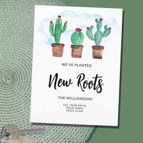 New Roots Cacti Moving  Announcement Postcard