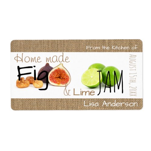 New Rustic Fig and Lime Jam personalized H Label