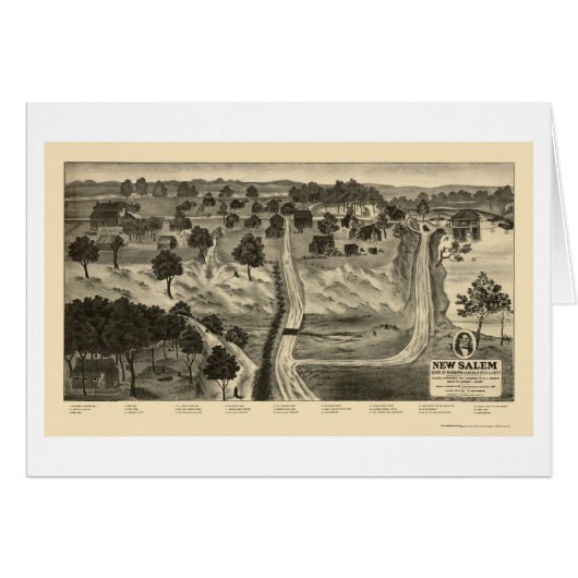 New Salem, IL Panoramic Map - 1837 Cards (Front Horizontal)