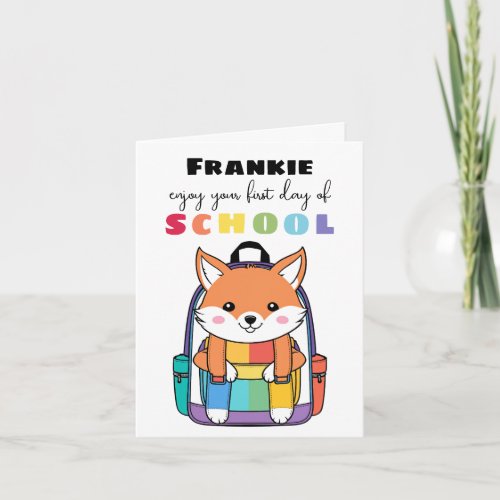 New School Starter Card For Son Daughter cute fox